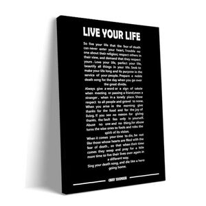"Live Your Life" Poem Wall Art Modern Framed Motivation Quotes, Canvas Art, NEW